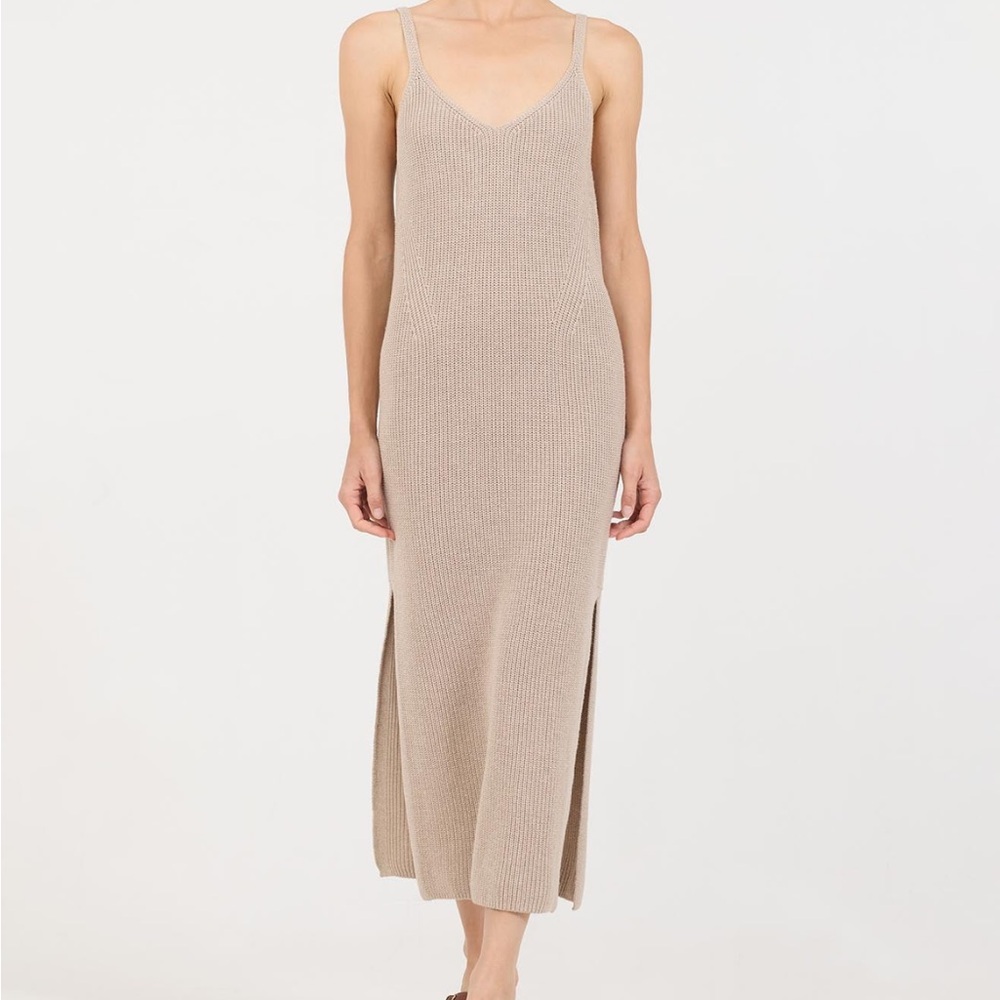 One Grey Day  ~Orson Maxi Dress~ Latte Size Large Cotton Silk Knit Dress